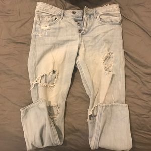 Light Wash Distressed Boyfriend Jeans